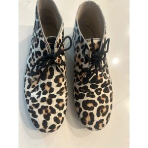 Boden Desert Boots Leopard Print Calf Hair Lace Up Chukka 611387 A0423-39 Ankle